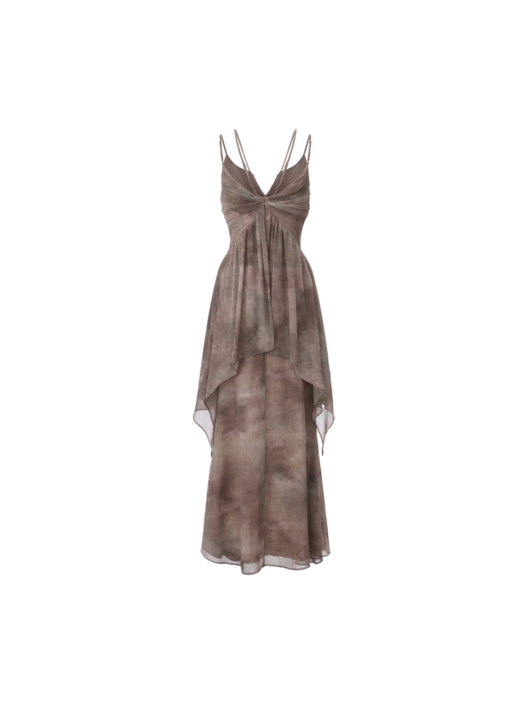 Pink Ink Wash Ruched Camisole Dress