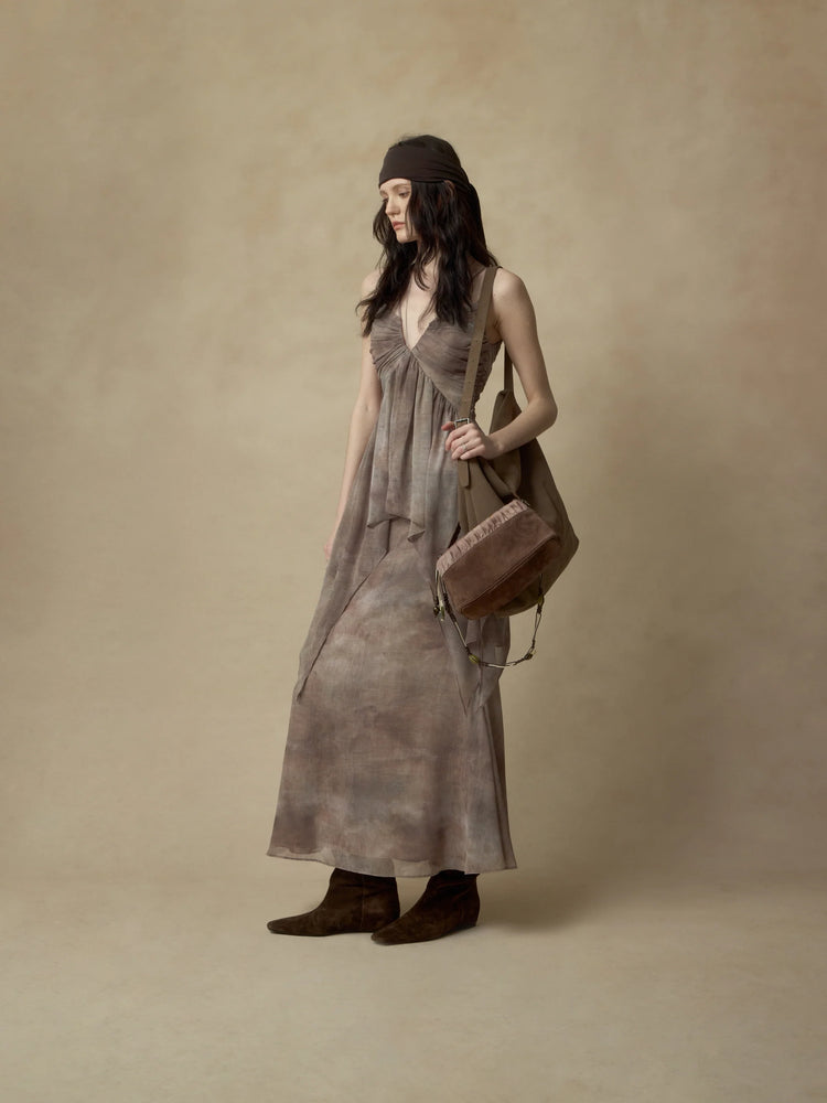 Pink Ink Wash Ruched Camisole Dress