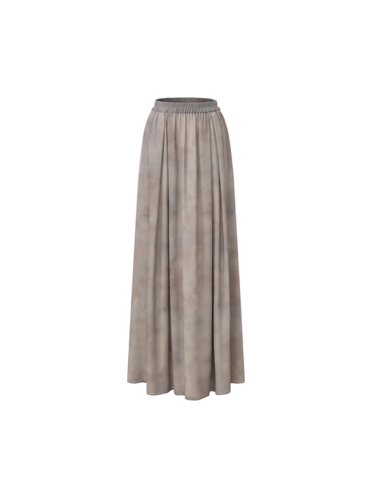 Ombre Printed Elastic-Waist Midi Skirt