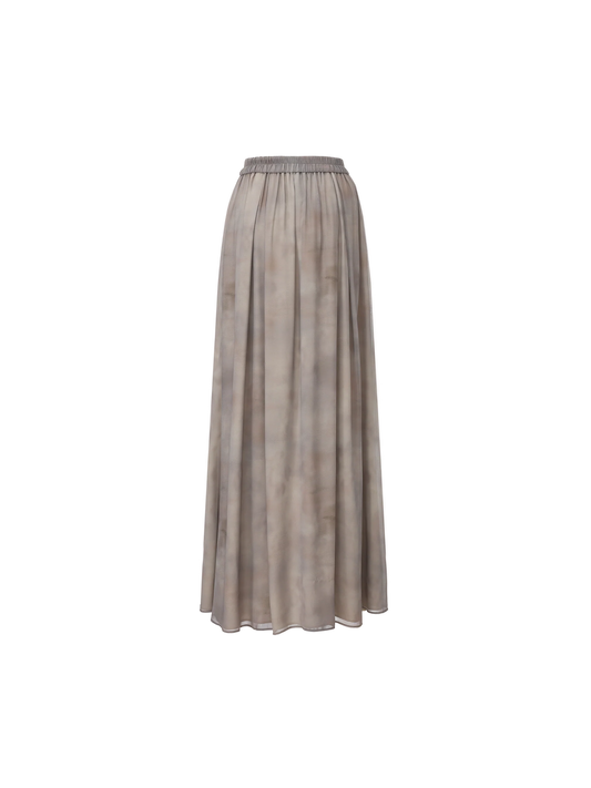 Ombre Printed Elastic-Waist Midi Skirt