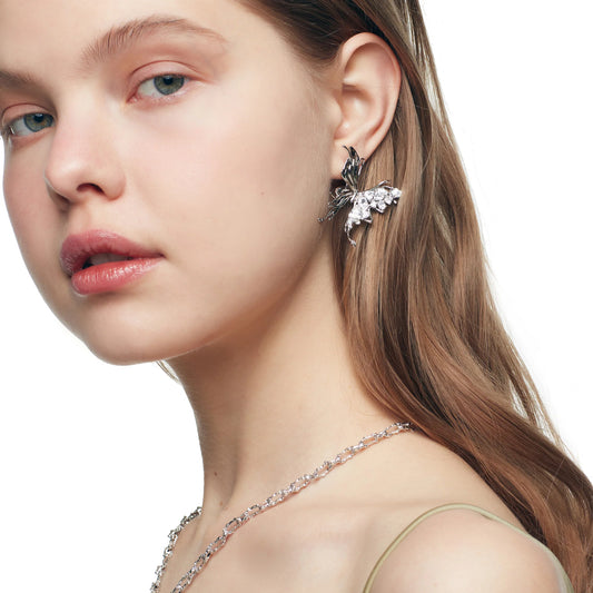 Ripple / Liquefied Butterfly Pave Gemstone Earring