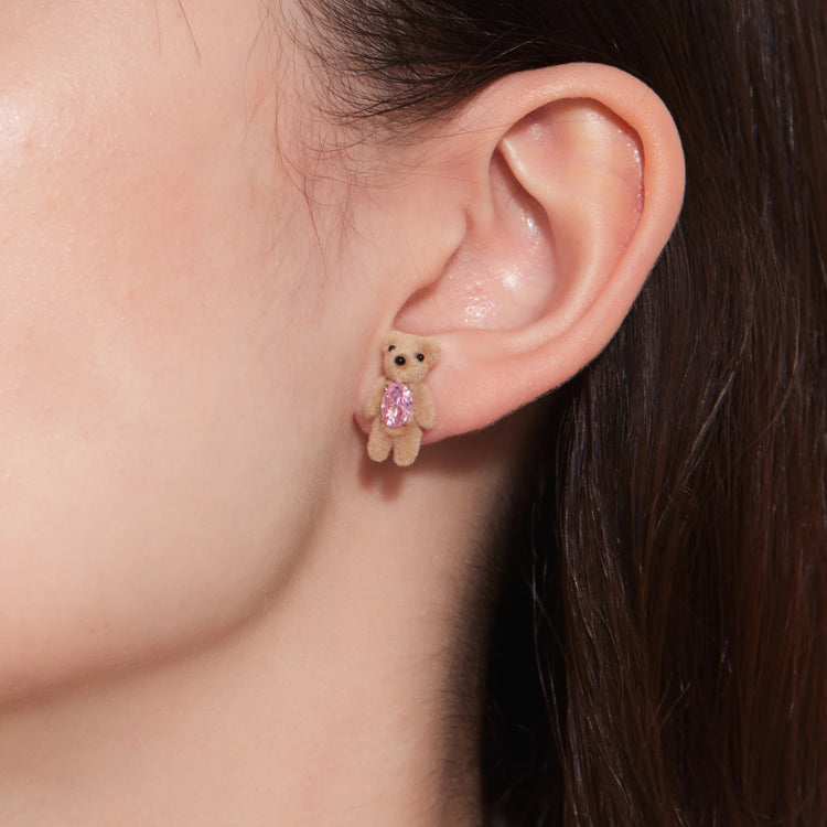 Paradise / Flocked Mini Bear Earring