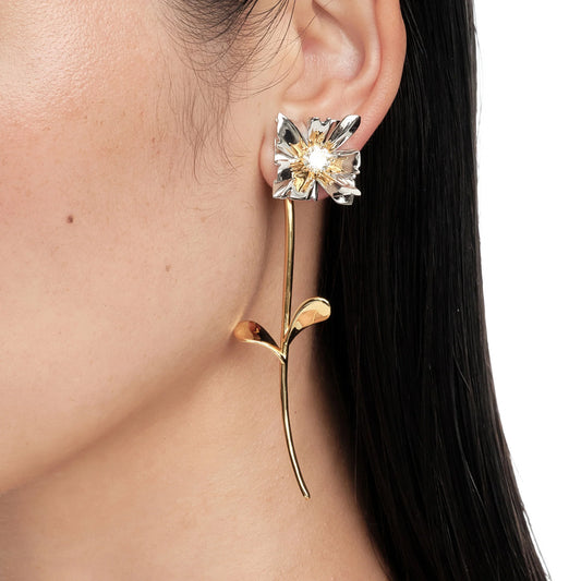 Ripple / Square Flower Branch Earring