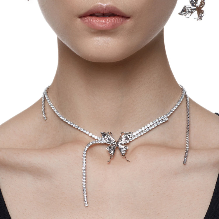 Liquefied Butterfly Gemstone Chain Necklace