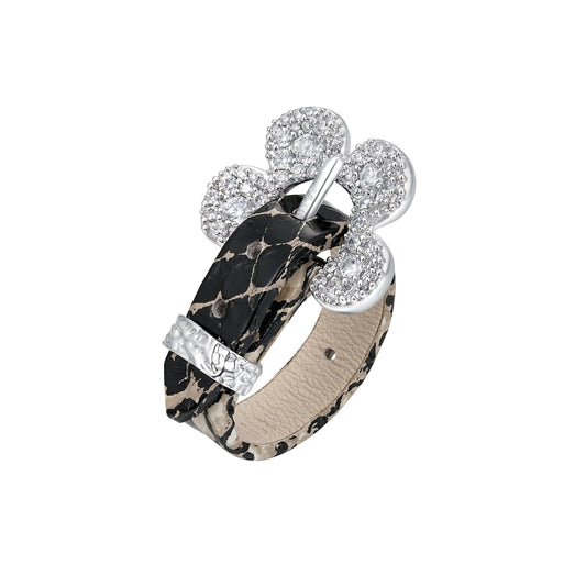 Paradise / Pave Flower Buckle Belt Ring