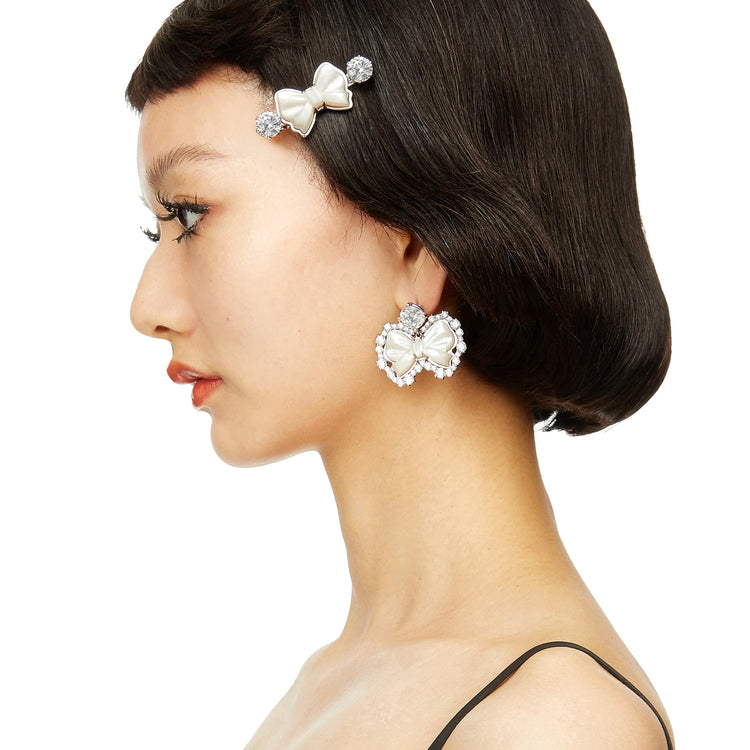 YVMIN X SHUSHUTONG / Double Jeweled Sculpture Bowknot Hair Clip