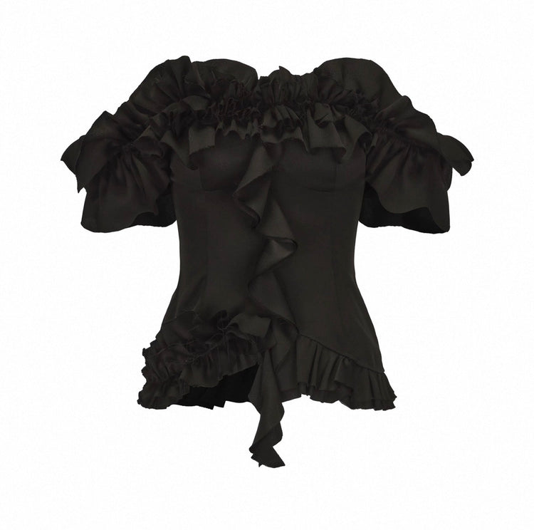 Ruched Ruffle Off-the-shoulder Top