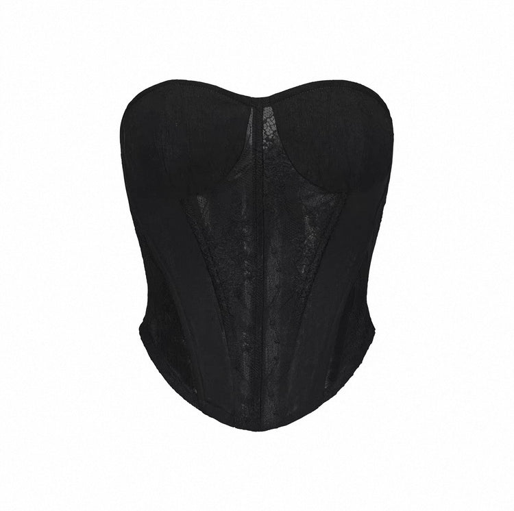 Lace Mesh Boned Strapless Top