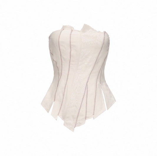 Seam-stitched Patchwork Strapless Top