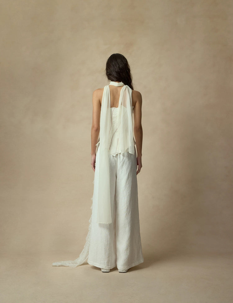 Seam-stitched Patchwork Strapless Top