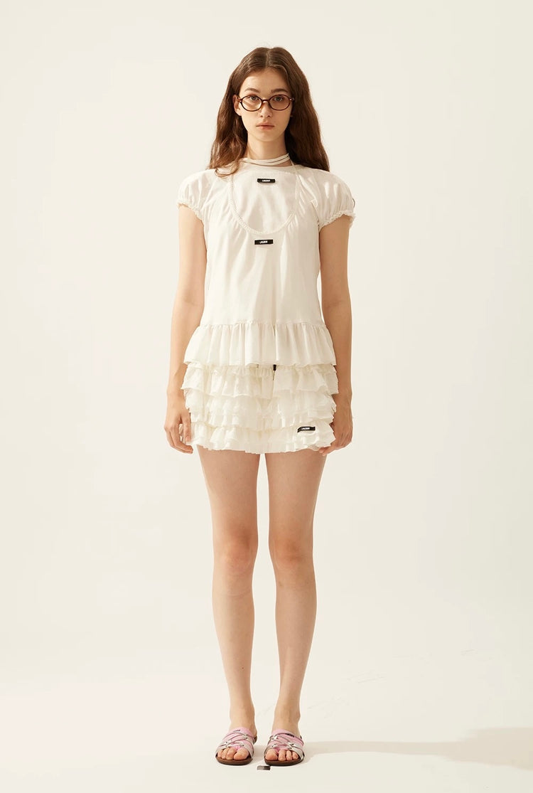 Textured Patchwork Lace Cake Skirt