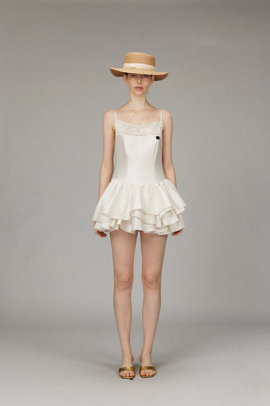 Silk And Lace Patchwork Slip Dress