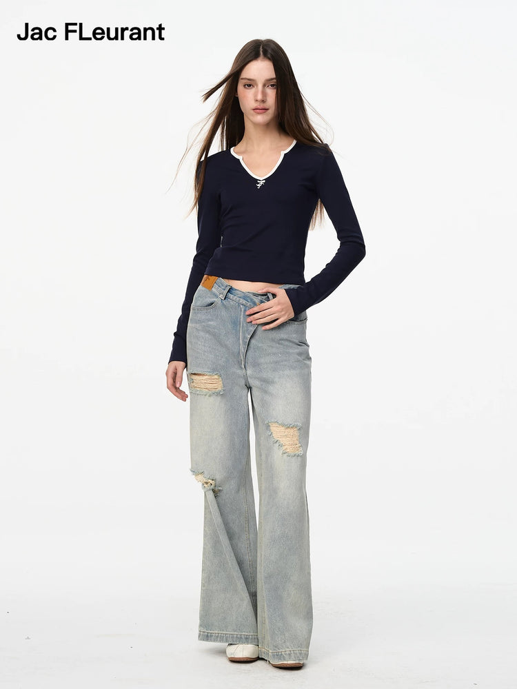 V-neck Comfortable Long-sleeve Top