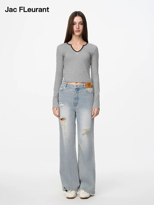 V-neck Comfortable Long-sleeve Top