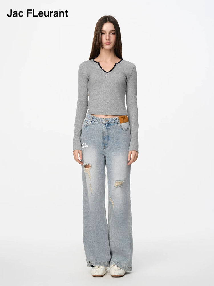 V-neck Comfortable Long-sleeve Top