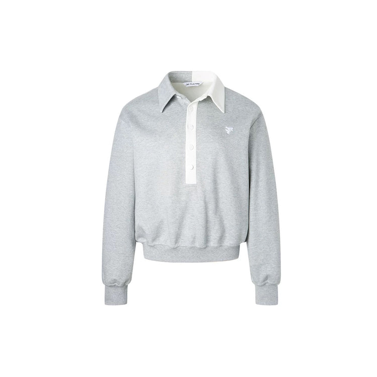 Polo Collar Color-block Sweatshirt