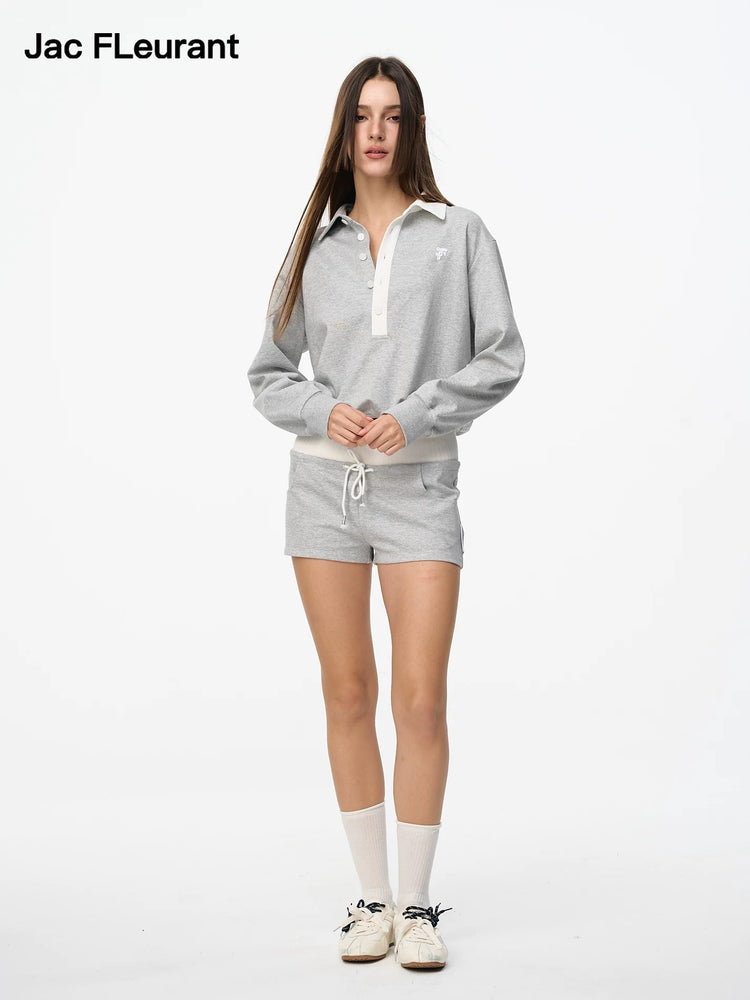 Polo Collar Color-block Sweatshirt