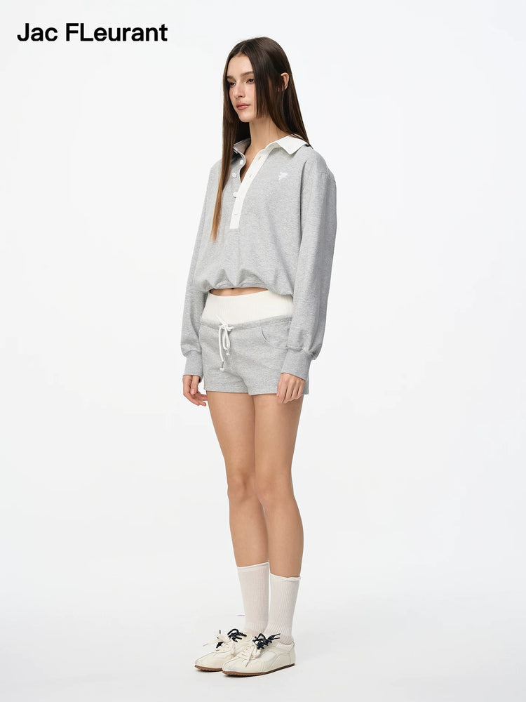 Polo Collar Color-block Sweatshirt