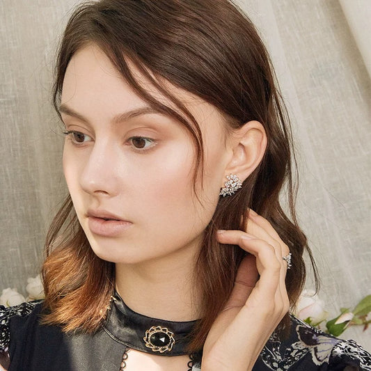 Ice Flower Diamond Stud Earrings