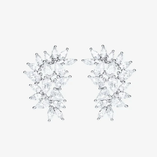 Ice Flower Diamond Stud Earrings