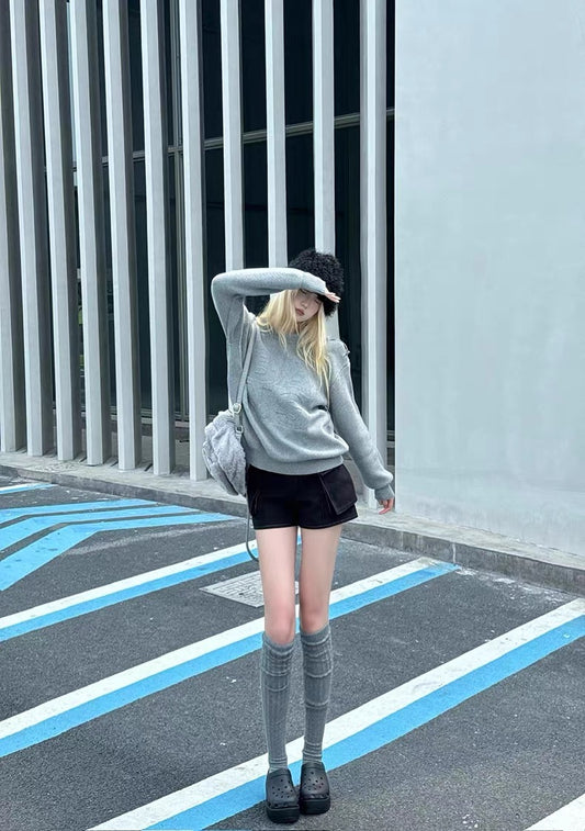 Raised Logo Metal-Button Knit Sweater