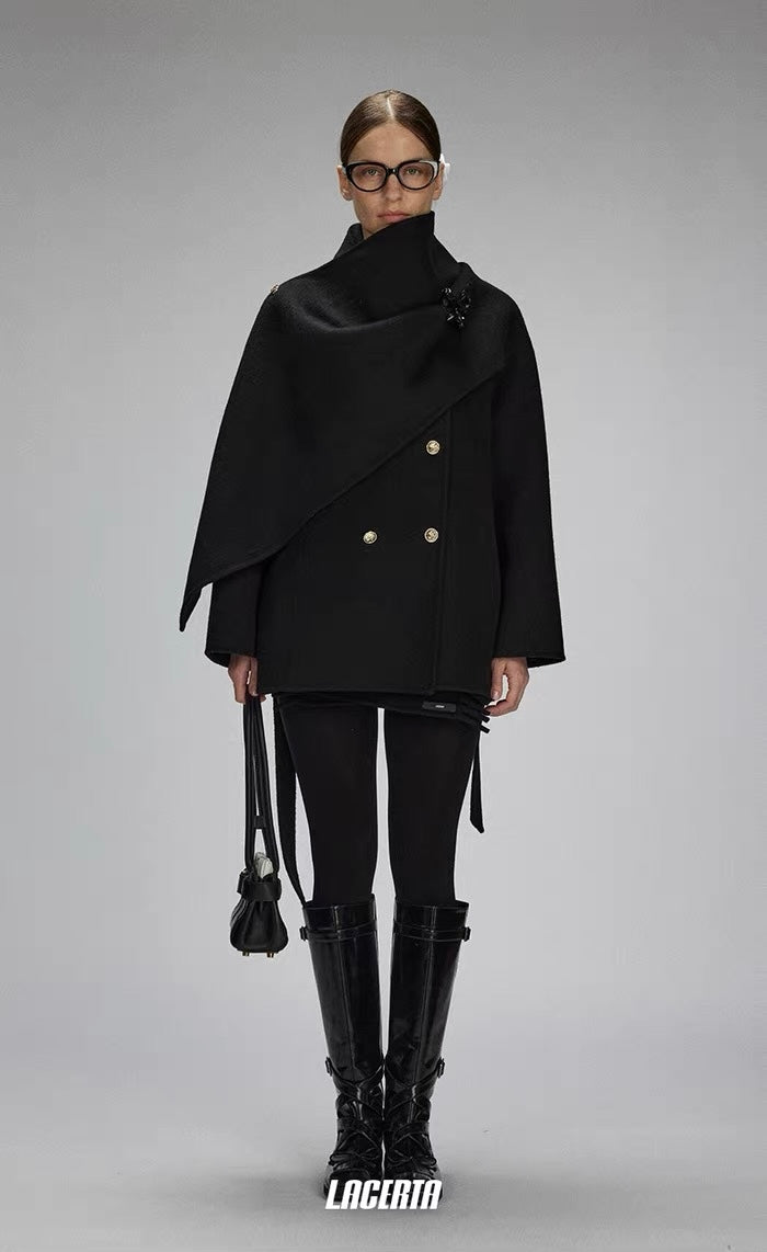Shawl Double-faced Wool Short Coat