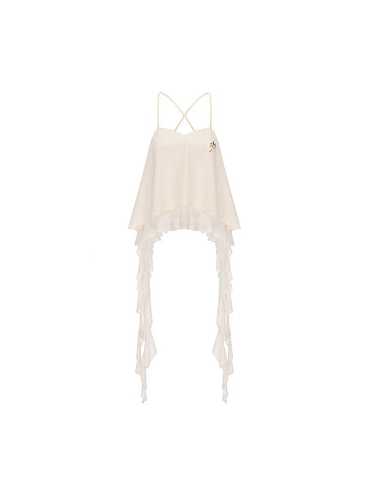 Tencel Lace-up Wave Hem Camisole