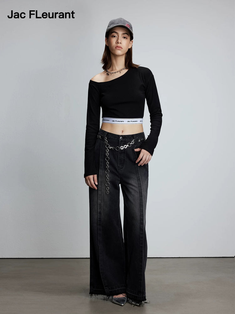 Elastic Band slope Shoulder Short Top