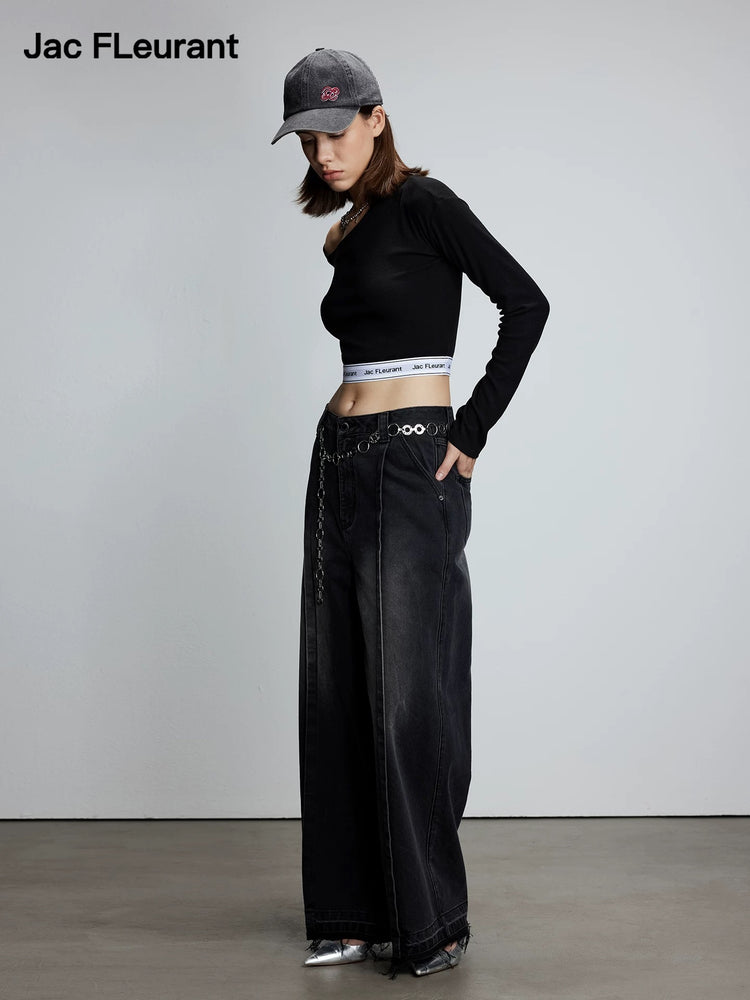 Elastic Band slope Shoulder Short Top