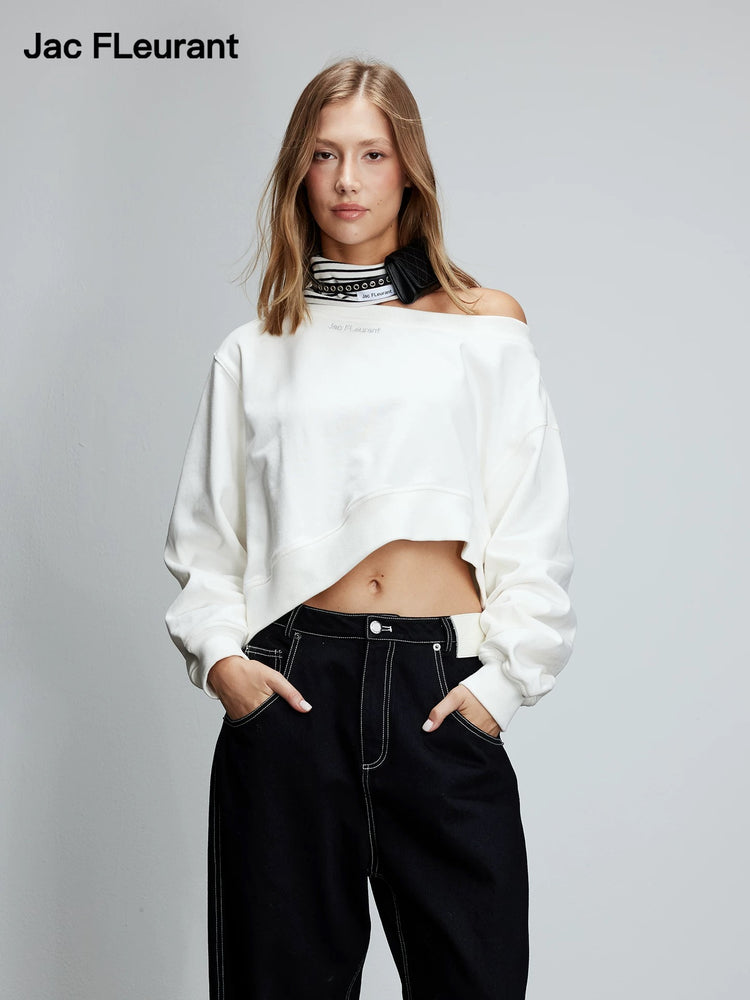 Irregular Off-Shoulder Hoodie