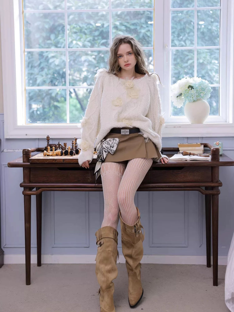 Bow-Knot Silk Scarf Skirt