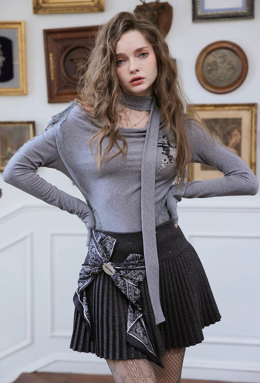 Asymmetrical Ribbon Ties Top