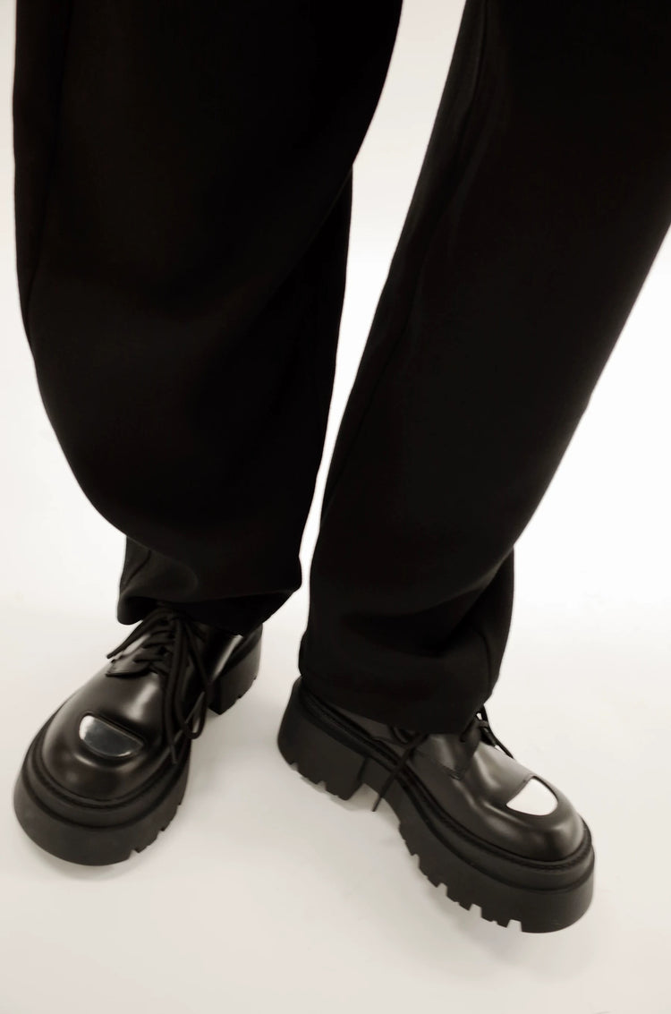 Surface Temperature Series Black Platform Derby Shoes