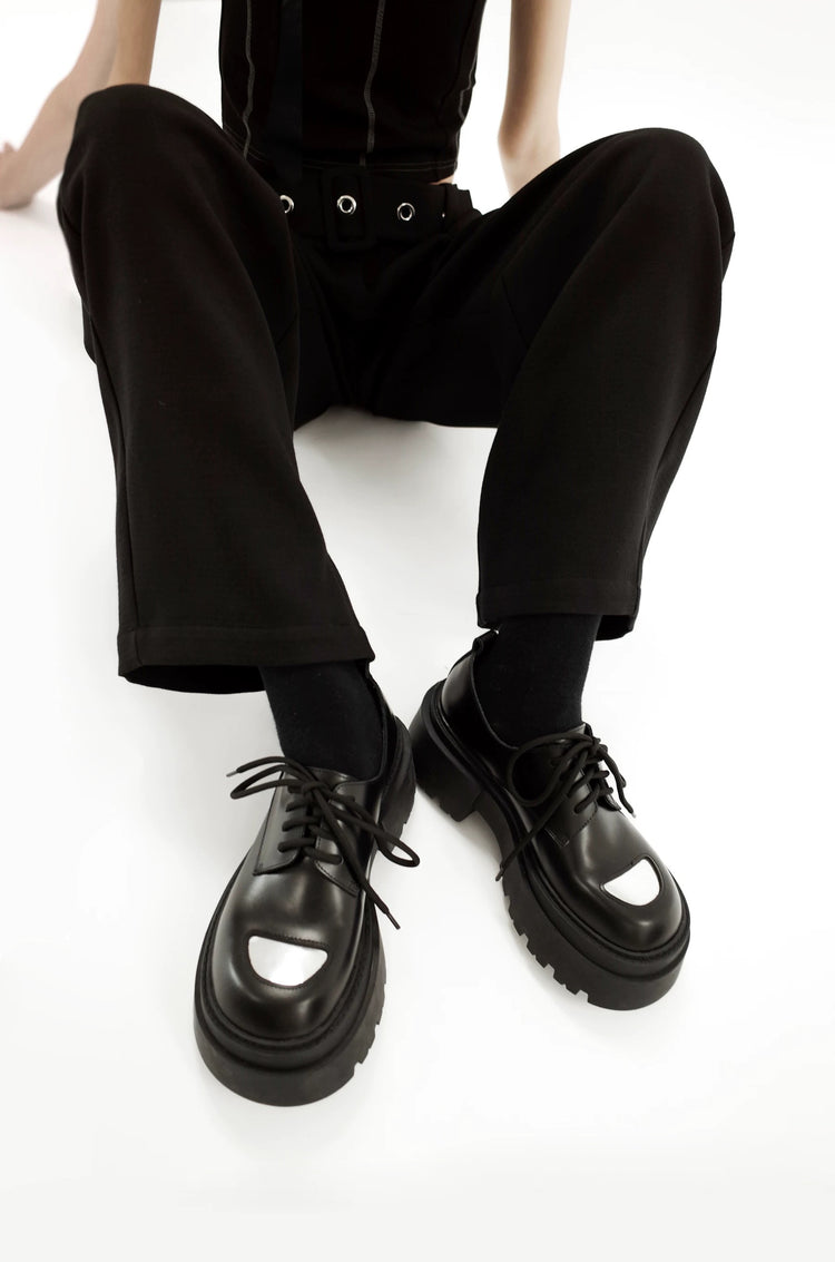 Surface Temperature Series Black Platform Derby Shoes