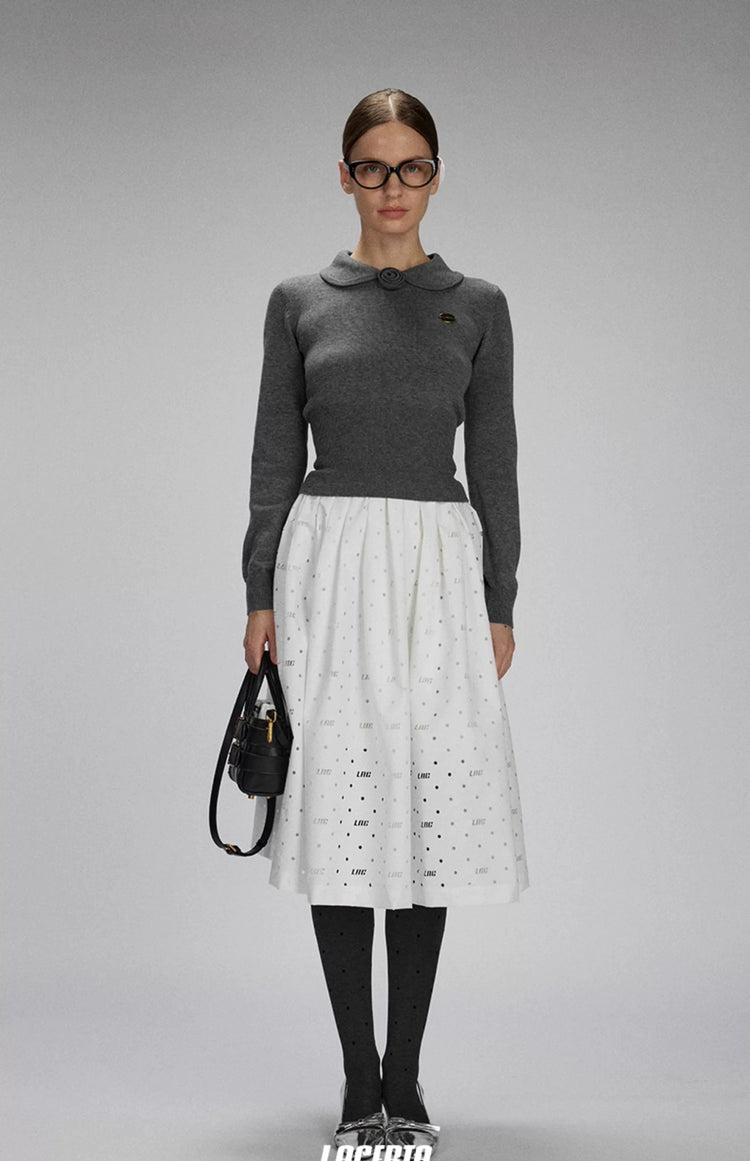 Peter Pan Collar Rose Details Blouse