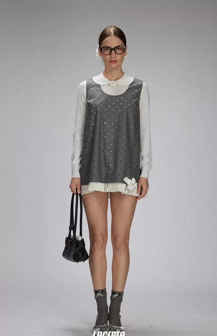 Peter Pan Collar Rose Details Blouse