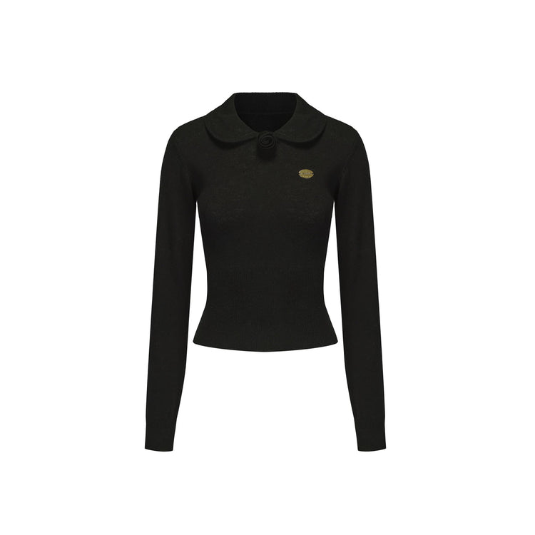 Peter Pan Collar Rose Details Blouse