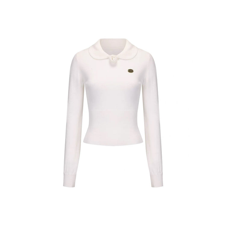 Peter Pan Collar Rose Details Blouse