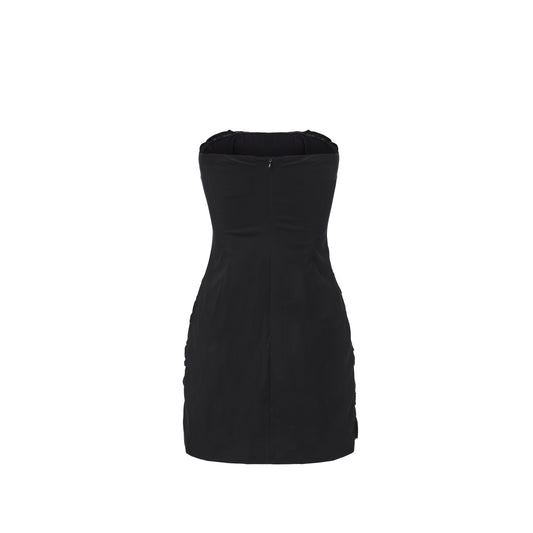 Pleated Waist-Cinched Bustier Dress
