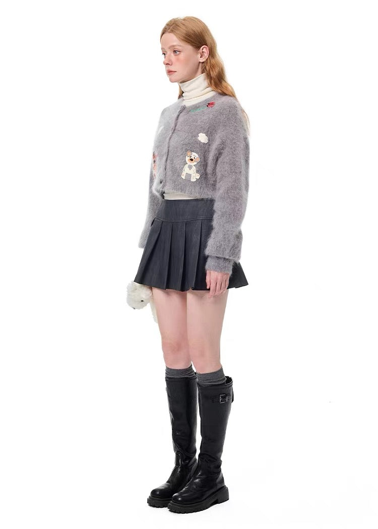 PU Leather Pleated Mini Skirt