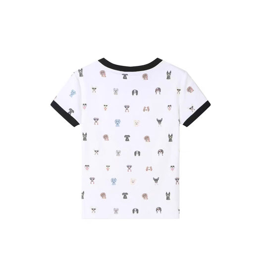 Cute Dog Print Short Sleeve Tee