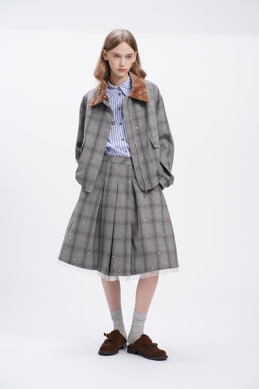 Vintage Plaid Rhinestone Jacket