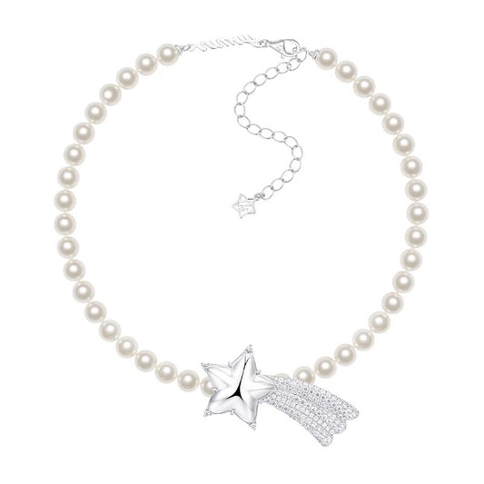 Closely Set Long-tail Meteo Hairpin Pearl Necklace
