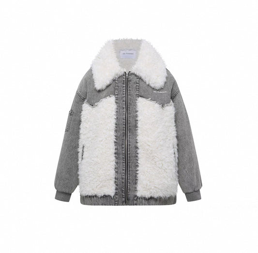 Faux Fur Patchwork Denim Jacket