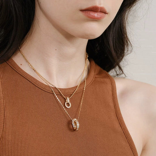 Interlock Duo – Double Ring Layered Necklace
