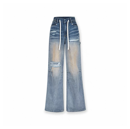 Distortion - Whiskered Ripped Jeans