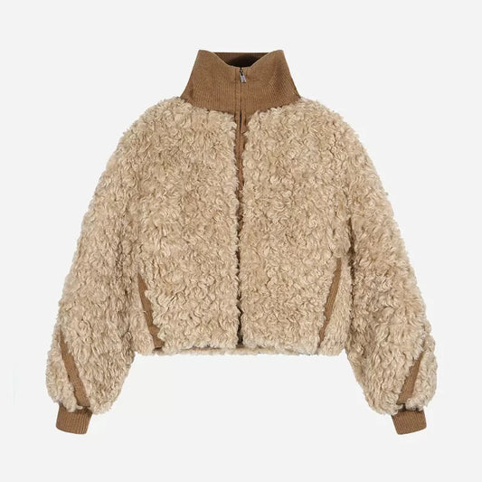 Patchwork Lamb Fleece Jacket