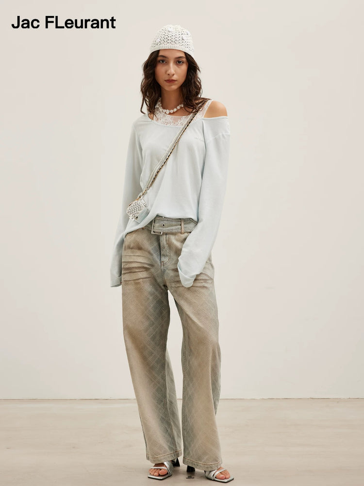 Lace-panel Tencel Blouse