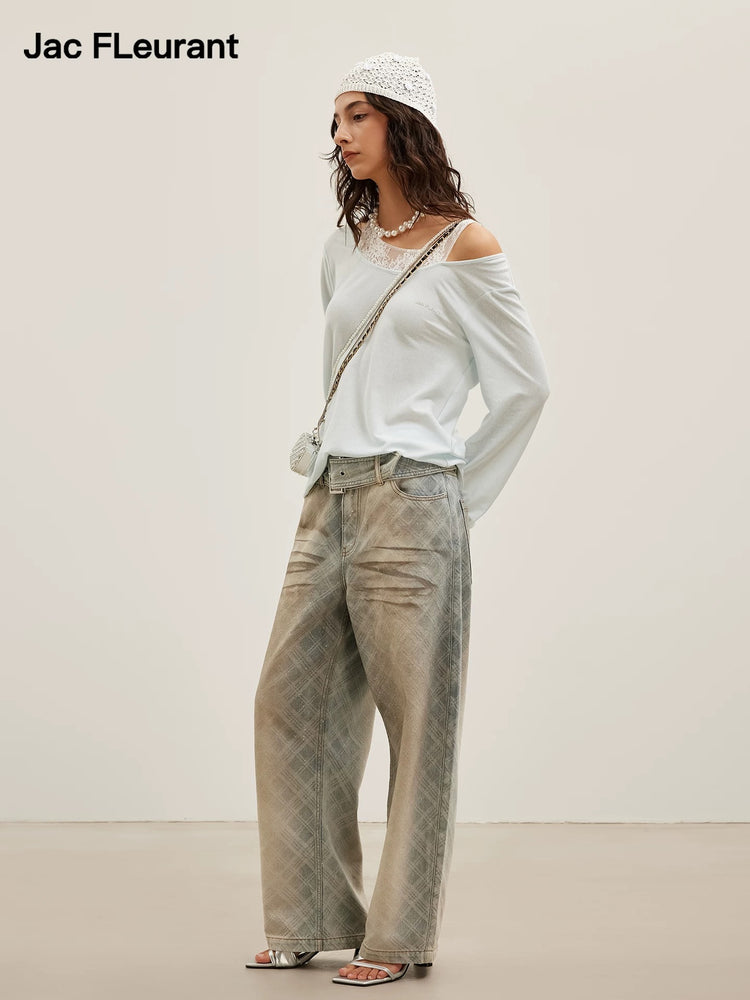 Lace-panel Tencel Blouse