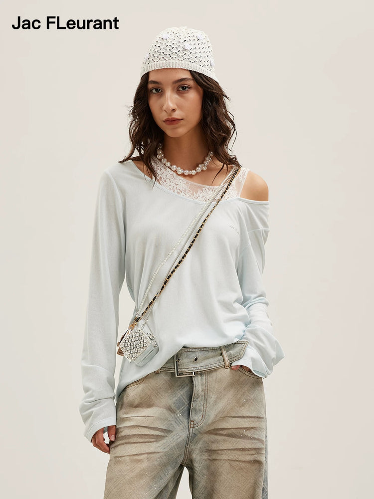 Lace-panel Tencel Blouse